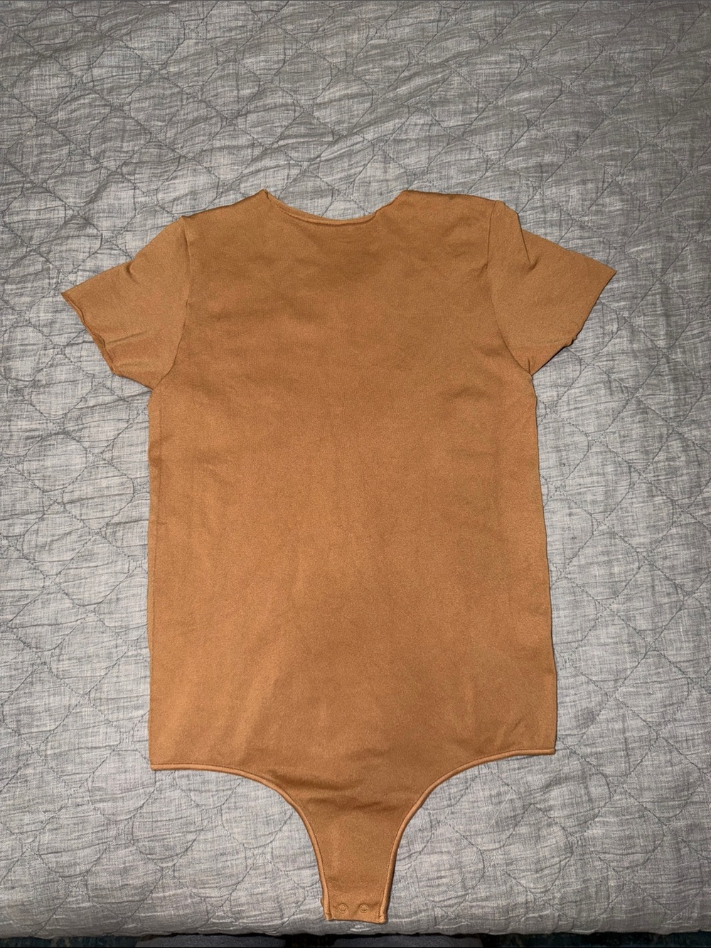 SKIMS Short-Sleeve One-Piece Bodysuit in Camel